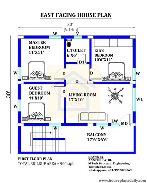 30x30 East Vastu House Plan - House Designs and Plans | PDF Books