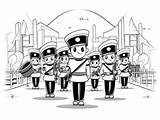 Simple Marching Band Coloring For Kids  Page sketch template