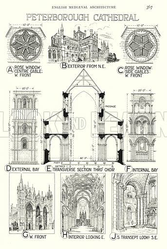 English Mediaeval Architecture; Peterborough Cathedral stock image | Look and Learn