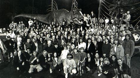 Steven Spielberg, actors/actresses, the film crew, and the animatronic ...