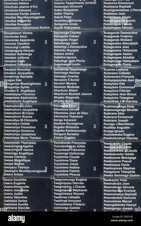 Kigali Genocide Memorial, Gisozi, Kigali, Rwanda. Wall of names Stock ...