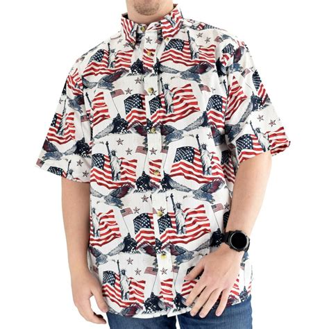 Mens Patriotic American Flags Button Down Shirt Stars and Stripes Sizes S-XXL - Walmart.com