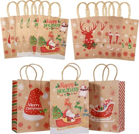 24pcs Reusable Christmas Gift Bags Assortment with Festival Design