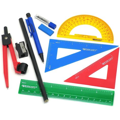 Westcott Ten Piece Math Ruler Tool Kit , Assorted Colors - Walmart.com ...