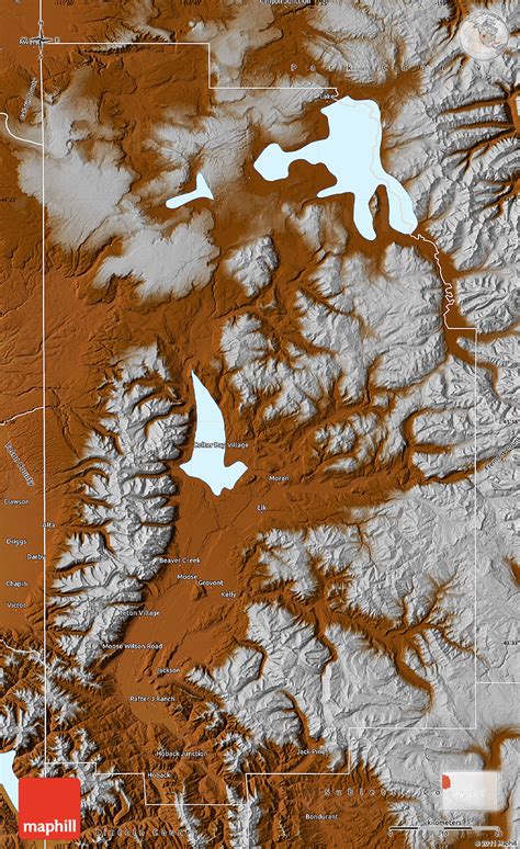 Physical Map of Teton County