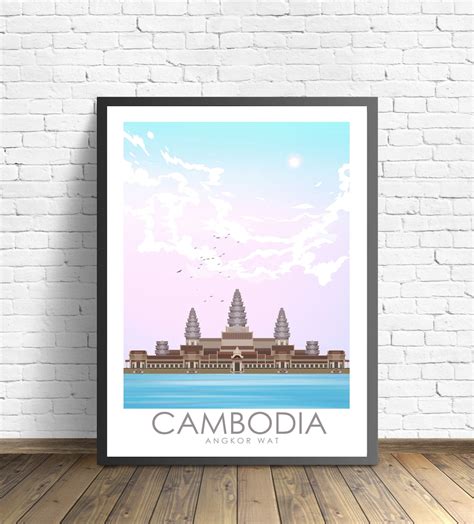 Cambodia Print Angkor Wat Poster Travel Poster - Etsy