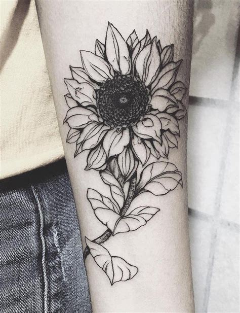 Full Black and White Realistic Vintage Floral Sunflower Wrist Arm ...