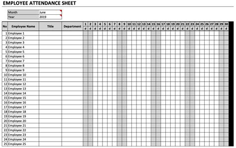 Employee Attendance Sheet » ExcelTemplate.net