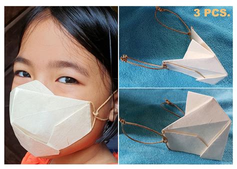 (SMALL -3 Pcs.) 100% Biodegradable Abaca Origami Face Mask - Indigenous PH