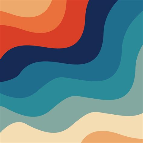 Retro 70s and 80s Color Palette Mid-Century Minimalist Abstract Art Ocean Waves 4845728 Vector ...