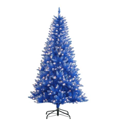 Pre-Lit 6.5' Fashion Blue Artificial Christmas Tree with 300 Lights, Blue - Walmart.com ...