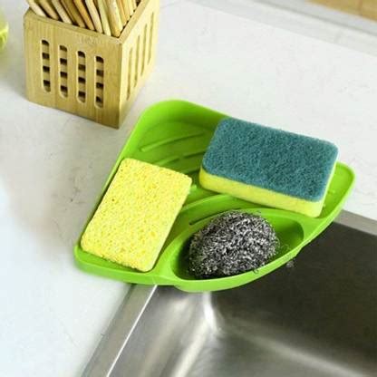 TNT Multipurpose Plastic Wall Mounted Kitchen Sink Tool Corner Storage Rack Drainer Tray for ...