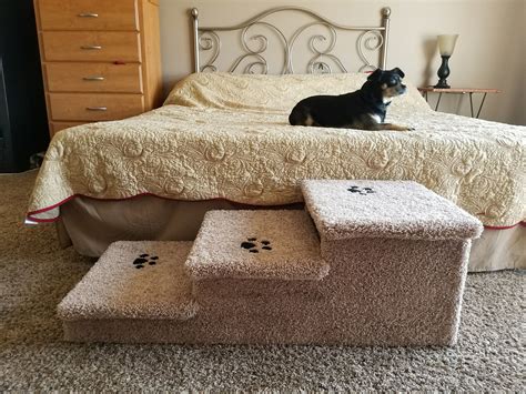 Dog Stairs, Dog Steps for Beds, 15h X 17w X38d, Beautiful Plush Neutral ...