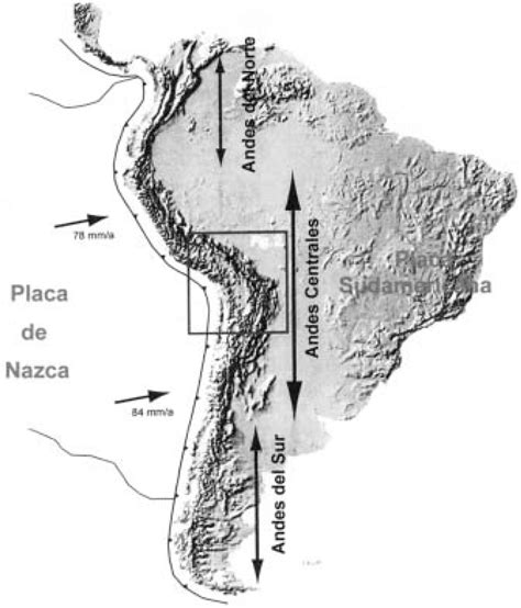 Segmentos mayores de la Cordillera de los Andes, así como las... | Download Scientific Diagram