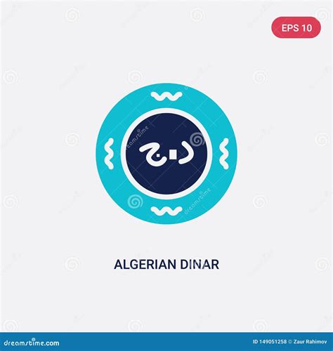 Two Color Algerian Dinar Vector Icon from Africa Concept. Isolated Blue Algerian Dinar Vector ...