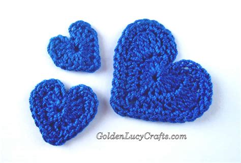 Crochet Hearts Applique, Free Crochet Pattern - GoldenLucyCrafts