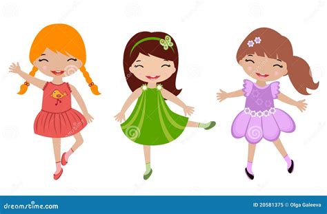 Danse Mignonne De Trois Petites Filles Illustration de Vecteur - Illustration du bonheur, rouge ...