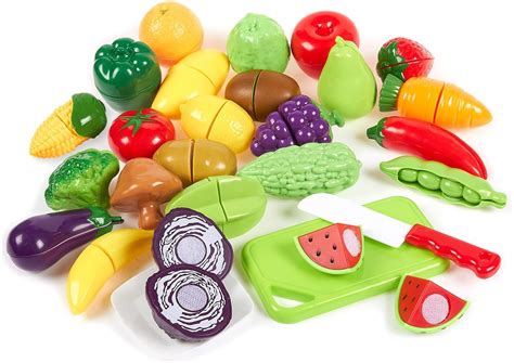 Blue Panda Plastic Play Food for Kids (27-Piece Set) - Children's ...