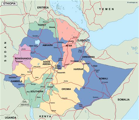 ethiopia political map | Order and download ethiopia political map