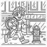 Premium Vector  A Cute And Funny coloring Page Of Firefighter sketch template