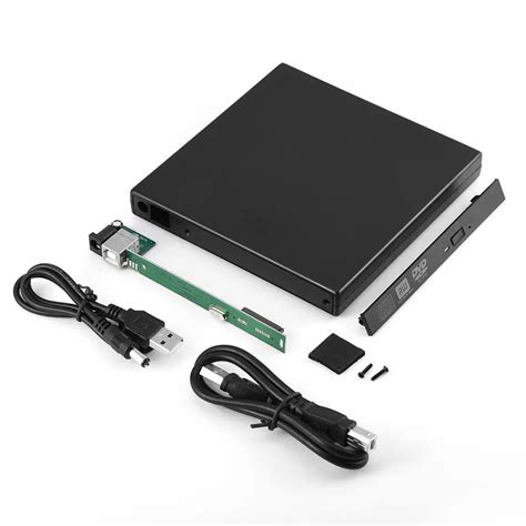 USB 2.0 Slim External Case Enclosure for 12.7mm SATA CD DVD Burner Optical Drive-in Optical ...