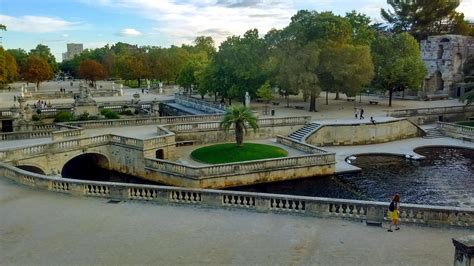 Les Jardins de la Fontaine in Nimes, France. Gardens with some impressive roman fountains and ...