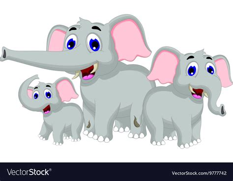 Funny elephant cartoon family Royalty Free Vector Image