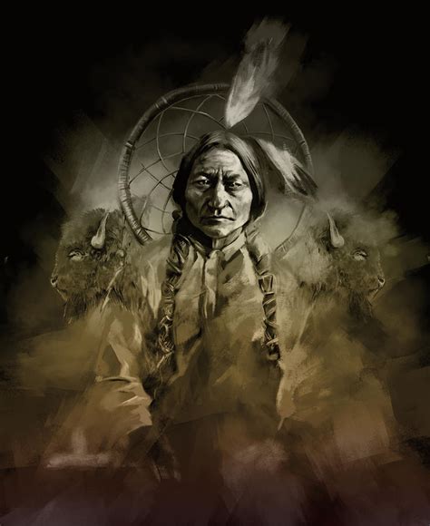 Native American Chief-sitting Bull 2 Painting by Bekim Art