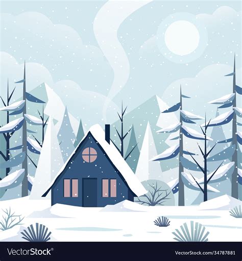 Flat design winter landscape Royalty Free Vector Image