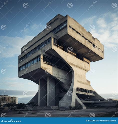 A Building with a Curved Structure Stock Image - Image of campus ...