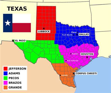 State of Texas split into 5 states by matritum on DeviantArt