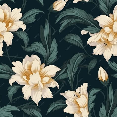 Premium AI Image | Vintage Floral Wallpaper Minimalist Blooms