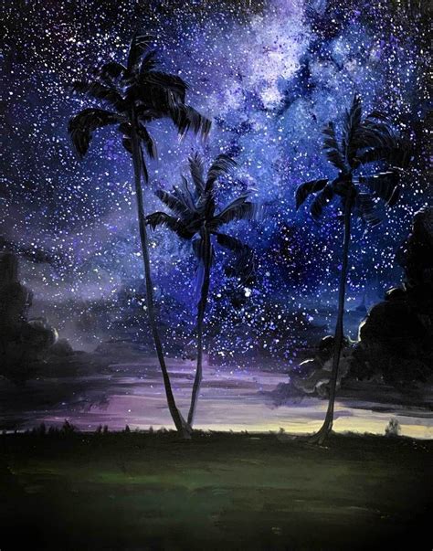 20+ Night Sky Painting Ideas | HARUNMUDAK | Night sky painting, Sky painting, Watercolor night sky