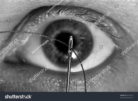 Close Eye Threading Needle Black White Stock Photo 69168139 | Shutterstock