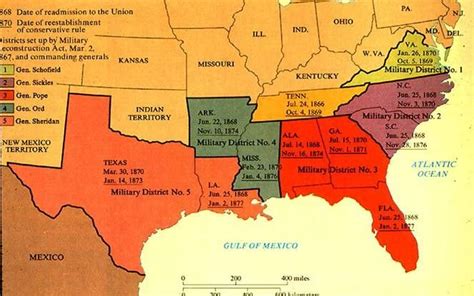 Reconstruction Military Districts Map