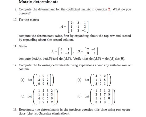 Solved Compute the determinant for the coefficient matrix in | Chegg.com