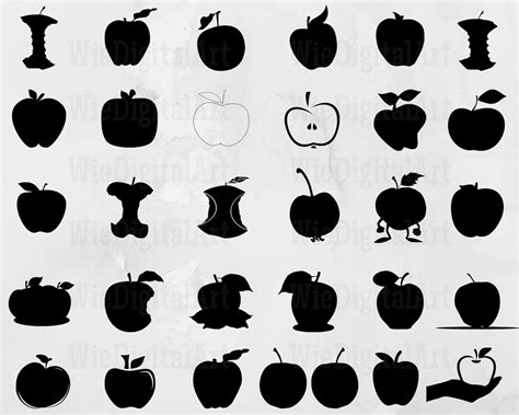 Apple Svg Apple Silhouette Apple Svg Bundle Apple Svg - Etsy