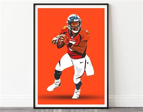 Russell Wilson Poster Denver Broncos Poster Football Wall - Etsy