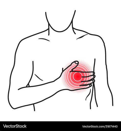 Heart pain icon angina chest pain symptom Vector Image