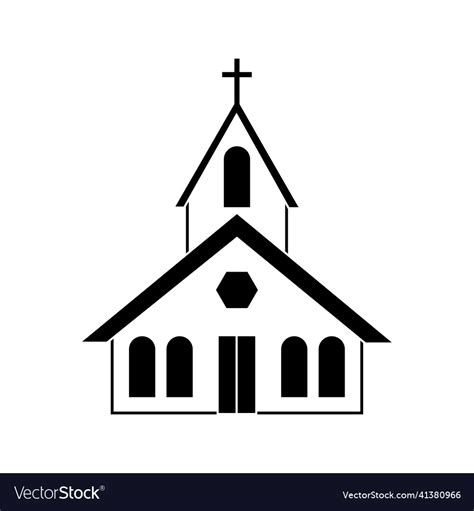 Black church silhouette in modern style on white Vector Image