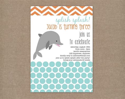 Custom Printable Dolphin Birthday Party Invitation. $10.00, via Etsy. | Dolphin birthday parties ...