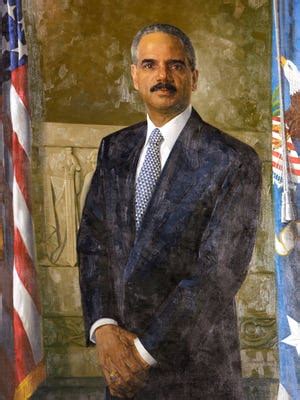 The official portrait of outgoing Attorney General Eric Holder was unveiled at the Justice ...