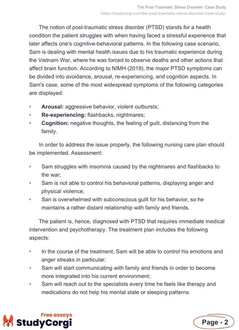 The Post-Traumatic Stress Disorder: Case Study | Free Essay Example