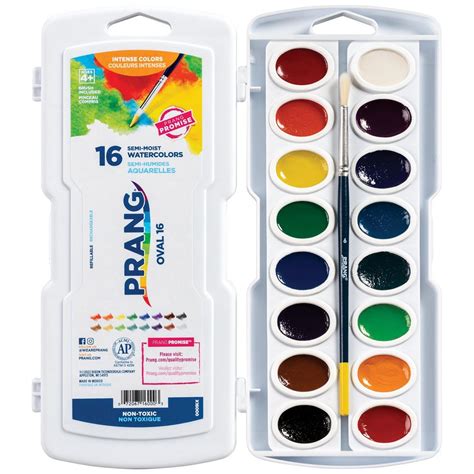 Prang Semi-Moist Watercolors 16-Color Oval Pan Set