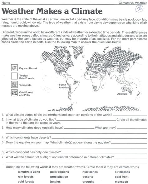 Weather Map Worksheet Printable