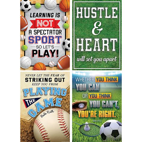 TeachersParadise - Teacher Created Resources Sports Quotes Posters, 13-3/8" x 19", Set of 4 ...