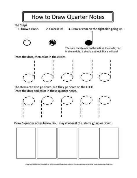 How to Draw Quarter Notes - Horsehair Music