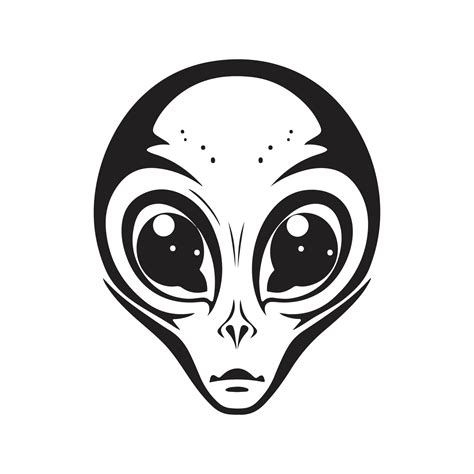 alien, logo concept black and white color, hand drawn illustration ...