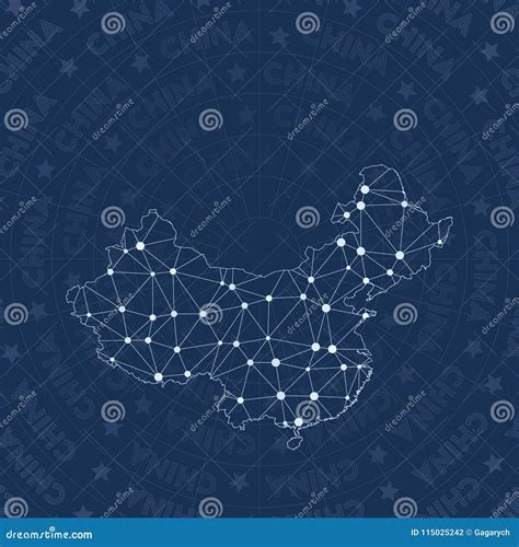 China Network, Constellation Style Country Map. Stock Vector - Illustration of molecular ...