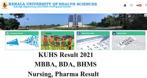 KUHS Result 2021 Released MBBS, MD, Diploma, MCH, DM, PhD, MS, MDS, BSMS, BSc, BPT, MSc, BUMA, M ...